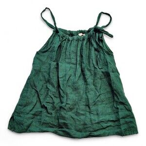 Bellambra Green Tie-Shoulder Tank Top S - Gauze Linen Look